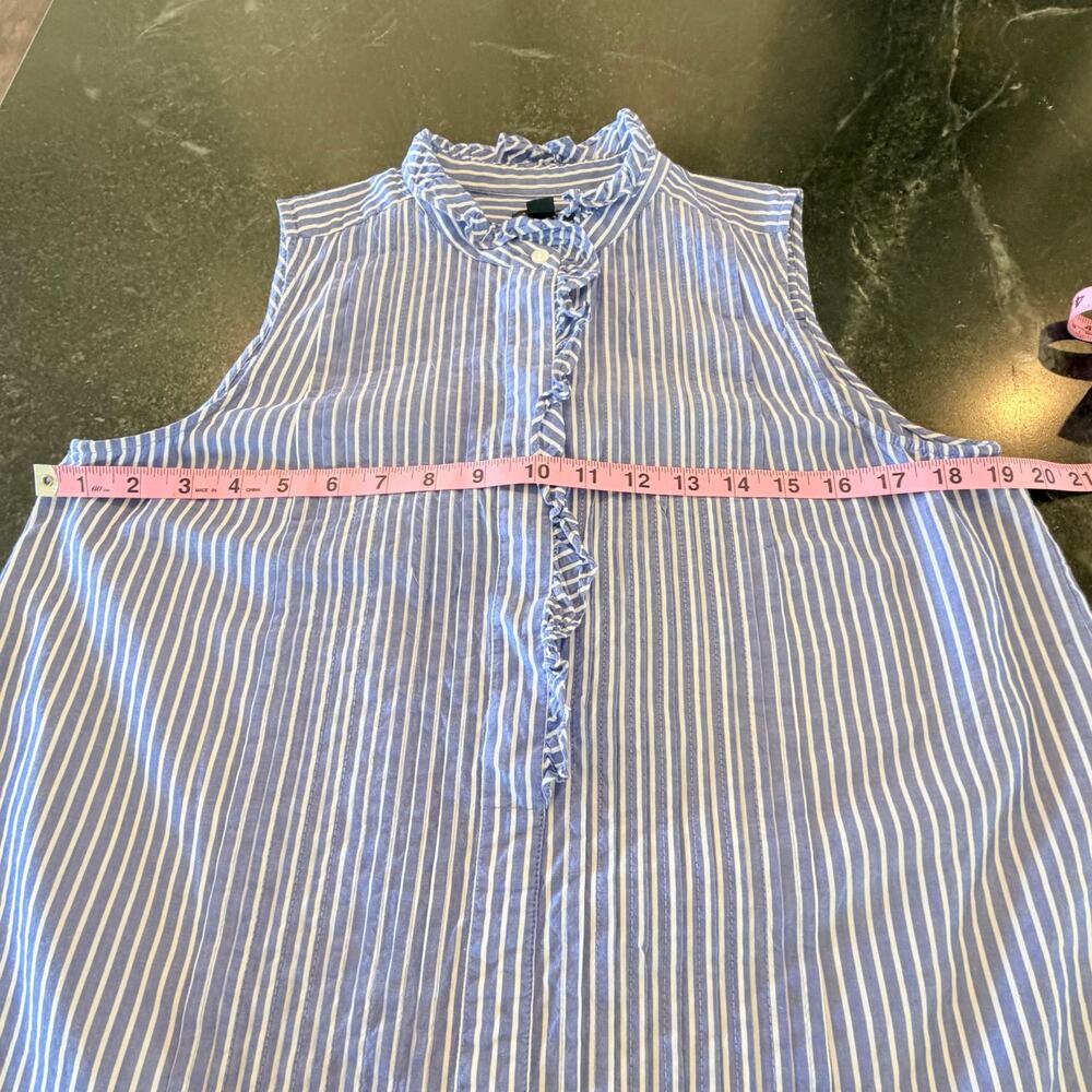 LOFT Ann Taylor Blue Stripe Pintuck Ruffle Sleeveless Blouse S - Picture 8 of 9